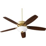 Breeze 52 Inch Ceiling Fan with Opal Bowl Light - Aged Brass / Dark Oak-Walnut / Satin Opal