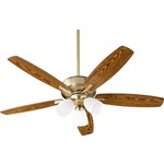 Breeze 52 Inch Ceiling Fan with 3 Bell Shape Lights - Aged Brass / Dark Oak-Walnut / Satin Opal