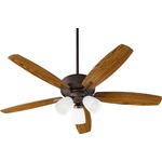Breeze 52 Inch Ceiling Fan with 3 Bell Shape Lights - Oiled Bronze / Dark Oak-Walnut / Satin Opal