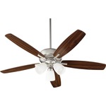 Breeze Ceiling Fan with Three Lights - Satin Nickel / Walnut Blades