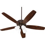 Breeze 52 Inch Ceiling Fan with 4 Bell Shape Lights - Oiled Bronze / Dark Oak-Walnut / Satin Opal