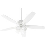 Breeze 52 Inch Ceiling Fan with 4 Bell Shape Lights - Studio White / Studio White / Satin Opal