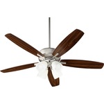 Breeze Ceiling Fan with Four Lights - Satin Nickel / Walnut Blades