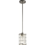 Ellis Mini Pendant - Satin Nickel / Clear Seeded