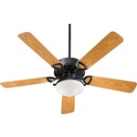 Estate Patio Uni Ceiling Fan with Light - Matte Black / Medium Oak Blades