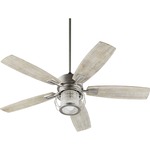 Galveston Indoor Ceiling Fan with Light - Satin Nickel / Weathered Oak