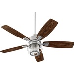 Galveston Outdoor Ceiling Fan with Light - Galvanized / Walnut Blades / Clear Seeded