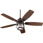 Galveston Outdoor Ceiling Fan with Light - Oiled Bronze / Walnut Blades / Clear Seeded