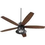 Portico Outdoor Ceiling Fan with Light - Textured Black / Walnut