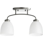 Reyes Semi-Flush Ceiling Light - Classic Nickel / Satin Opal