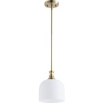 Richmond Pendant - Satin Opal / Aged Brass