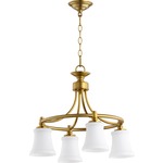 Rossington Nook Chandelier - Aged Brass / Satin Opal