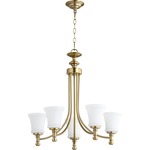 Rossington Chandelier - Aged Brass / Satin Opal