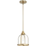 Banded Dome Pendant - Aged Brass / Clear