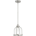 Banded Dome Pendant - Satin Nickel / Clear