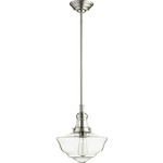 Signature Schoolhouse Pendant - Clear / Satin Nickel
