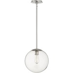 Clear Globe Pendant - Satin Nickel / Clear