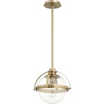 Meridian Globe Pendant - Aged Brass / Clear