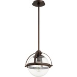 Meridian Globe Pendant - Oiled Bronze / Clear