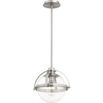 Meridian Globe Pendant - Satin Nickel / Clear