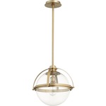 Meridian Globe Pendant - Aged Brass / Clear