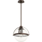 Meridian Globe Pendant - Oiled Bronze / Clear