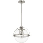 Meridian Globe Pendant - Satin Nickel / Clear