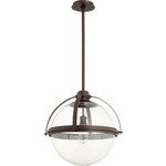 Meridian Globe Pendant - Oiled Bronze / Clear