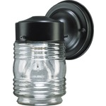 Signature Outdoor Jelly Jar Wall Light - Gloss Black / Clear