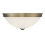 Curved Glass Ceiling Light Fixture - Warm Brass / White Etched