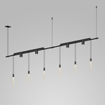Suspenders Linear Pendant w/Light Bar, Rods and Cylinders - Satin Black
