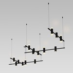 Suspenders Zig Zag Pendant with Mixed Double Ended Cylinders - Satin Black
