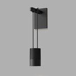 Suspenders Wall Light with Suspended Cylinder Luminaire - Satin Black