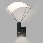 Suspenders Wall Light with Parachute Luminaire - Satin Black