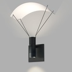 Suspenders Wall Light with Parachute Luminaire - Satin Black