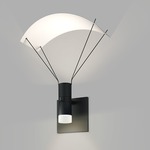 Suspenders Wall Light with Parachute Luminaire - Satin Black