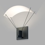 Suspenders Wall Up Light with Parachute Luminaire - Satin Black
