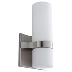 Olio Tall Wall Light - Satin Nickel / Matte Opal Glass