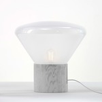 Muffins Table Lamp - White Stained European Oak / Transparent Opaline
