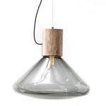 Muffins Pendant - Natural Waxed European Oak / Transparent Smoke Grey