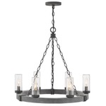 Sawyer Outdoor Chandelier - Aged Zinc / Clear Seedy