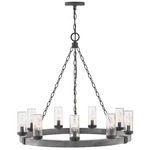 Sawyer Outdoor Chandelier - Aged Zinc / Clear Seedy