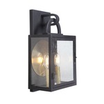 Wolford Outdoor Wall Light - Textured Matte Black / Clear Seeded