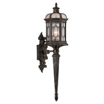 Devonshire Outdoor Torch Wall Sconce - Antique Bronze / Seedy Glass