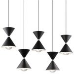 Kordan Linear Multi Light Pendant - Matte Black / Polished Nickel