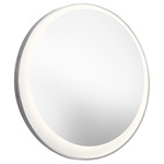 Round Offset Edge Lit Mirror - White / Frosted