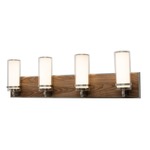 Arden Bathroom Vanity Light - Walnut / Satin Nickel / Clear / White