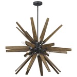 Thorne Wood Chandelier - Dark Weathered Zinc / Weathered Oak