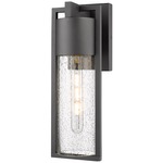 Bond Outdoor Wall Light - Black / Clear Seeded