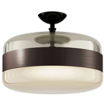 Futura Semi Flush Ceiling Light - Matte Black / Amber / Antique Brass